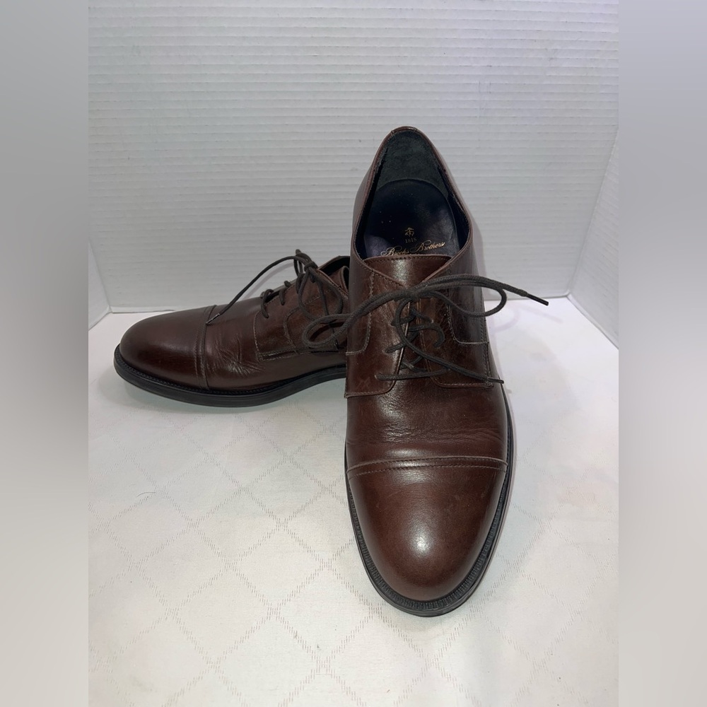 🔥🔥🔥 Brooks Brothers Men’s Brown Leather Cap-Toe Oxford Dress Shoes Size 10.5